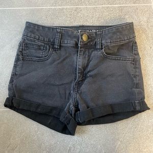 American Eagle Outfitters AEO Super Stretch Hi-Rise Shortie Black Denim Shorts